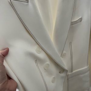 Veronica Beard Spring ☀️Dickey Jacket COSMO White topstitched brown MSRP $635